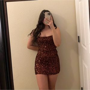homecoming short backless dress, maroon with sequins, worn once